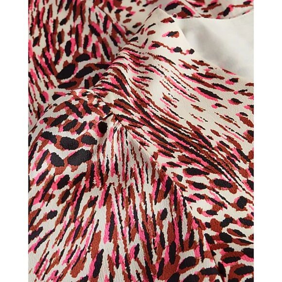 Express Abstract Print Puff Sleeve Ruched Hi-Lo Midi Dress S - Picture 5 of 7